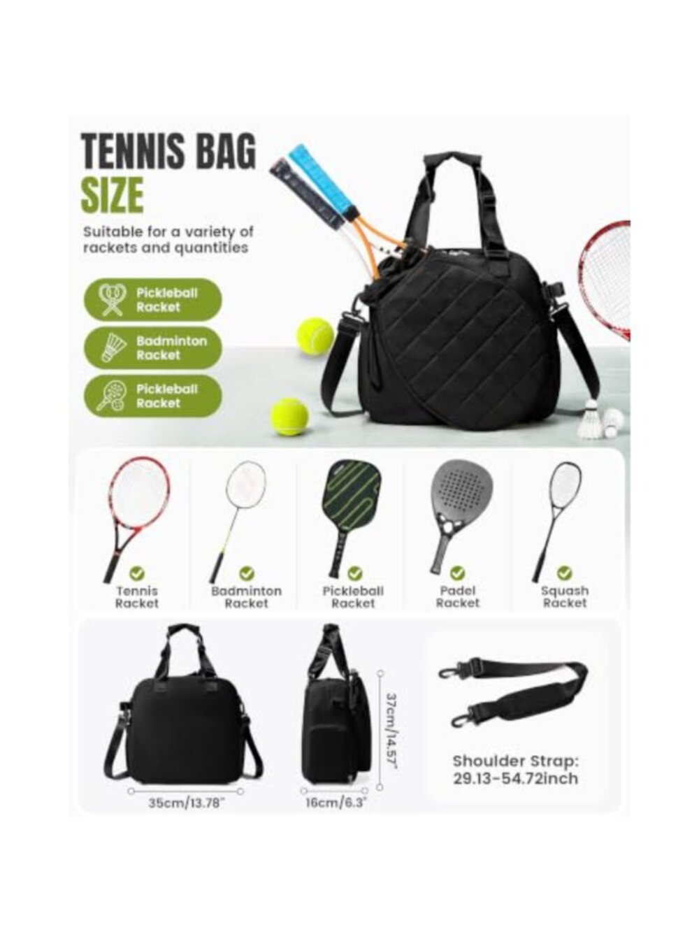 Tennis Backpack with Shoe Compartment & Racket Sleeves - Picture 2 of 5